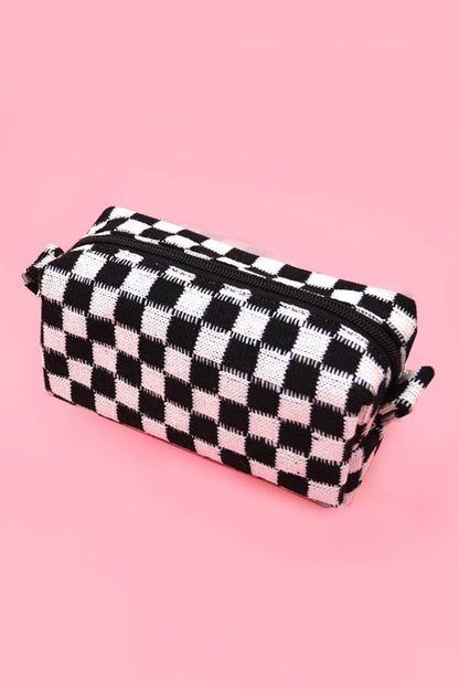 CHECKER GINGHAM MAKEUP COSMETIC POUCH BAG
