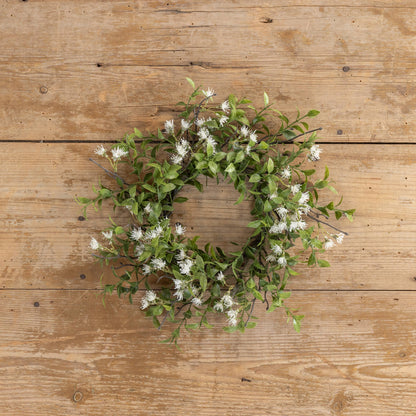 14" TEA LEAF W/ WHITE FLOWERS CANDLE RING