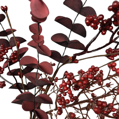 Mixed Berry Boxwood Spray Burgundy/Red 18"