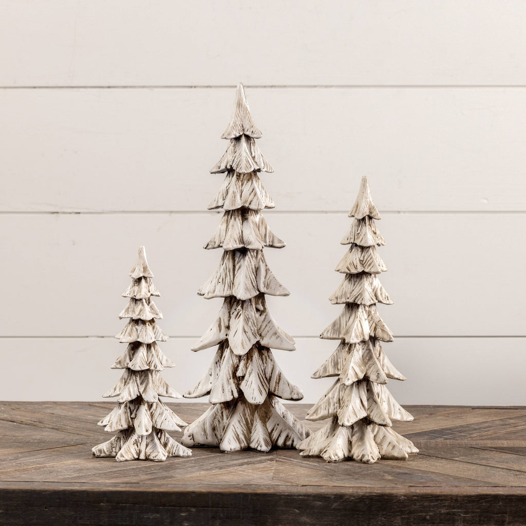 9" WEATHERED WHITE RESIN TREE
