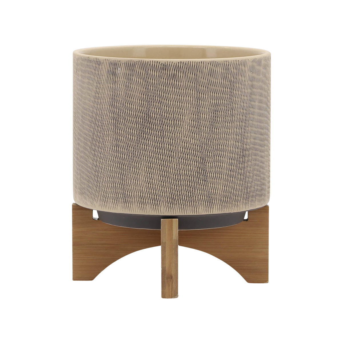 Planters On Stands Set of 2 - Tan Ceramic Mesh, 5/8 in.