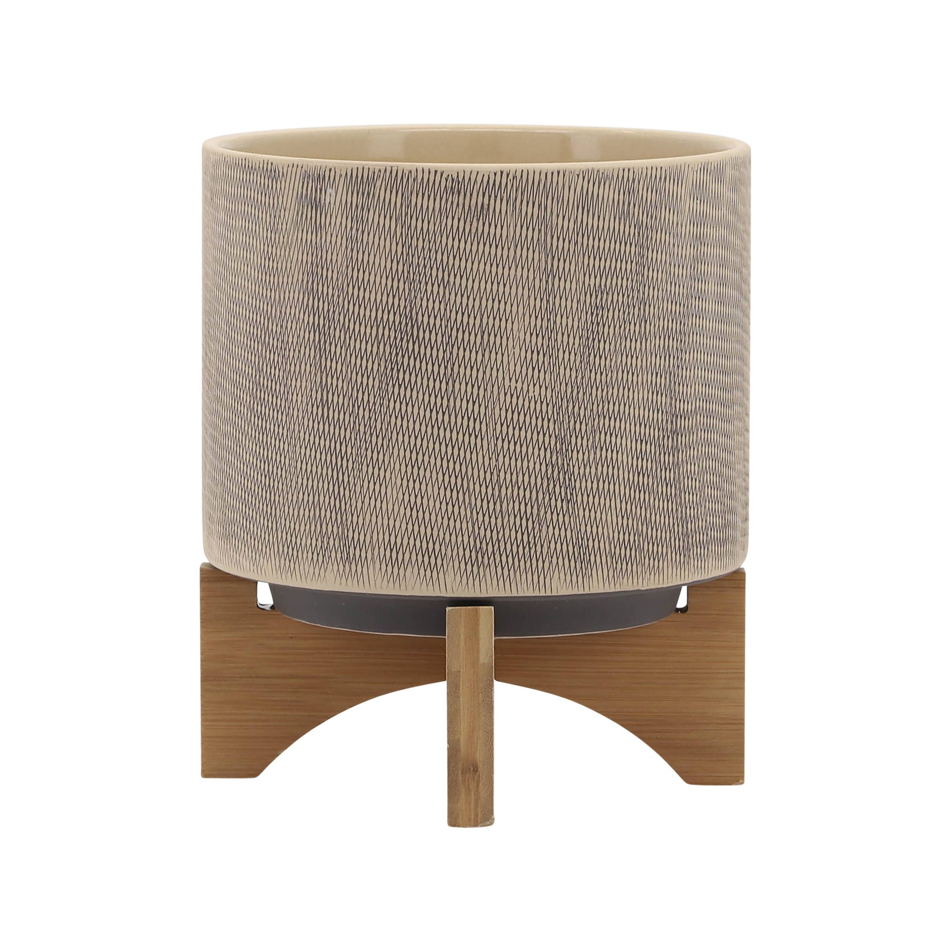 Planters On Stands Set of 2 - Tan Ceramic Mesh, 5/8 in.