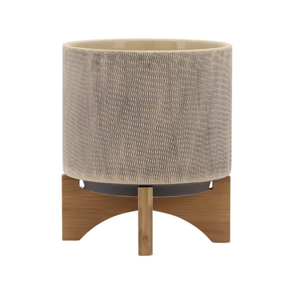 Planters On Stands Set of 2 - Tan Ceramic Mesh, 5/8 in.