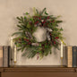 FROSTED MIXED FOLIAGE WREATH W/ RED BERRIES