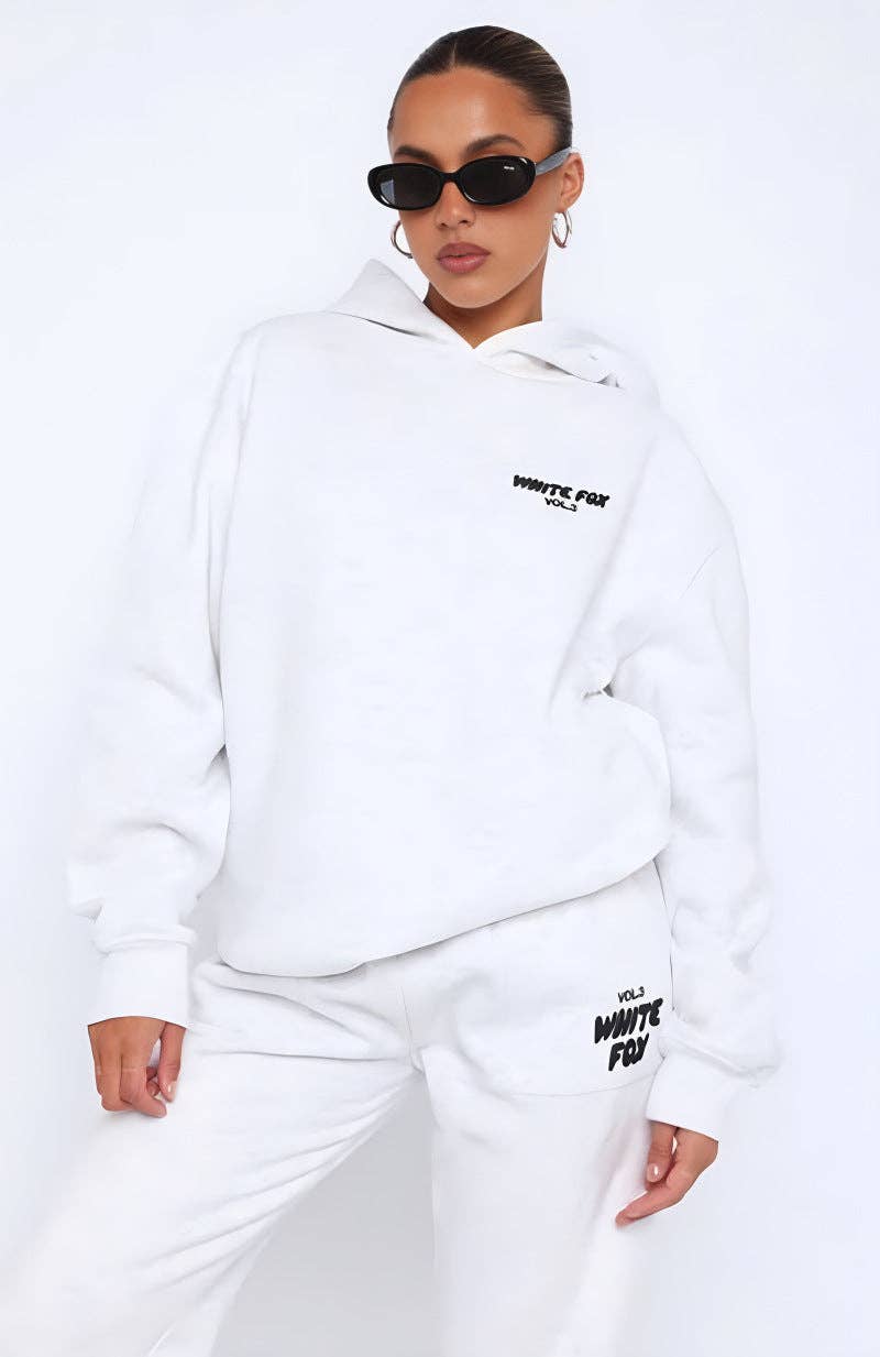 Fashionable Sports Hooded Sweatshirt Two-Piece Set