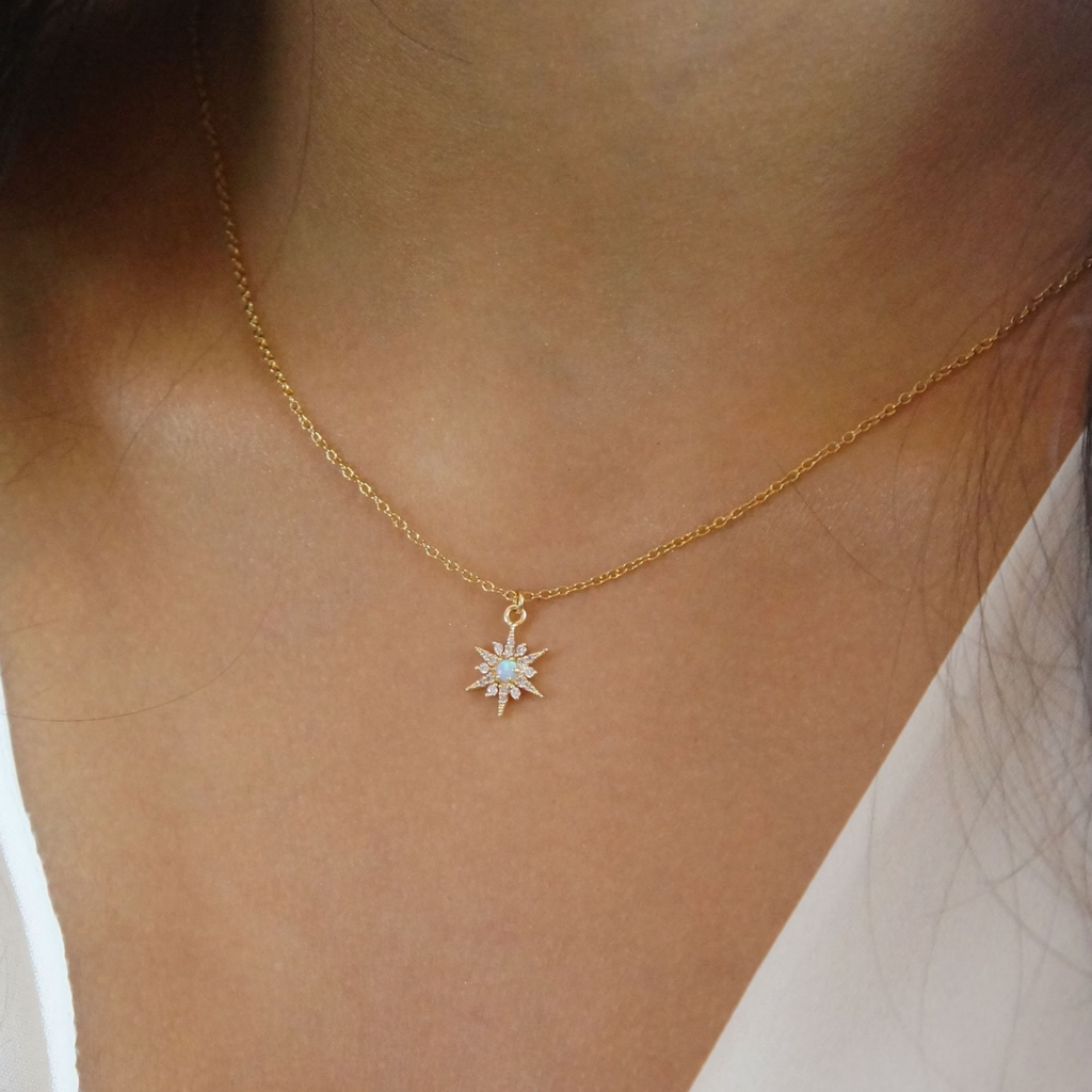 "The Light of Life" 14K Gold Opal Star Necklace