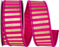 Metallic Bars Fuchsia Deluxe Wired Edge Ribbon