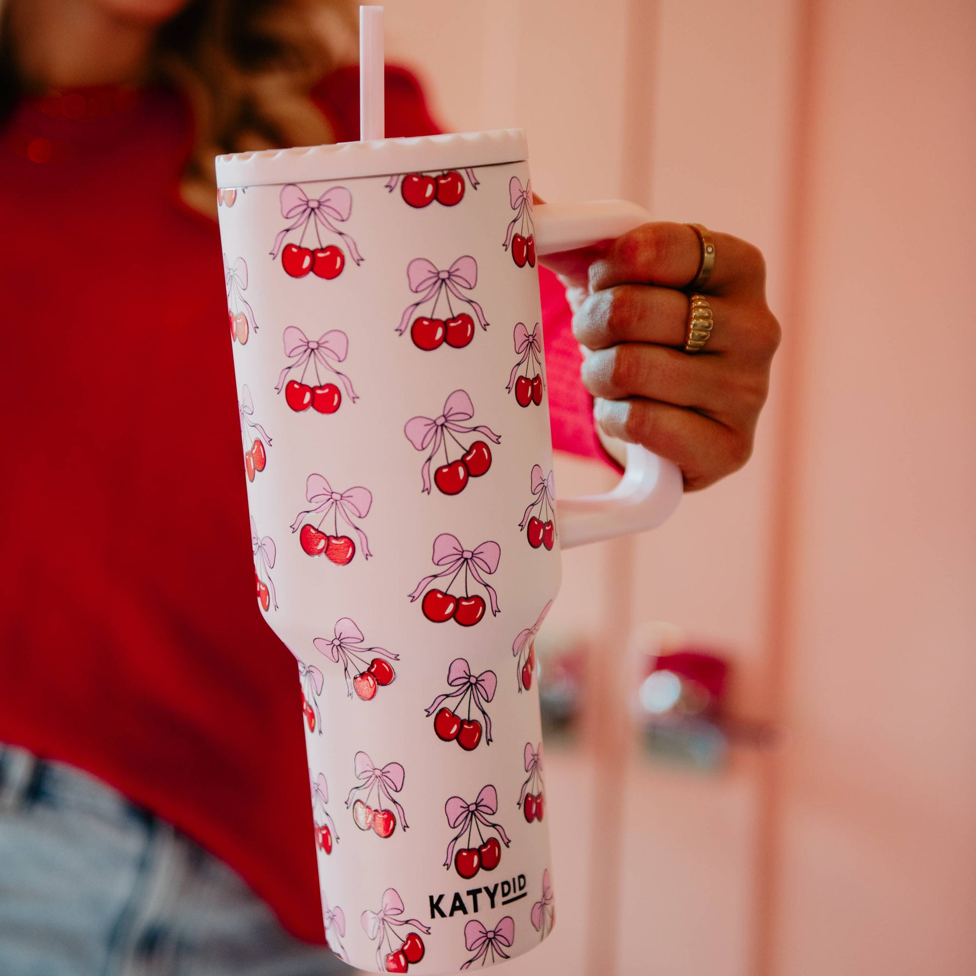 Cherry Bow 38 Oz Valentine's Tumbler Cup