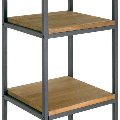 Ailis Pine Wood Etagere Bookcase with Metal Frame