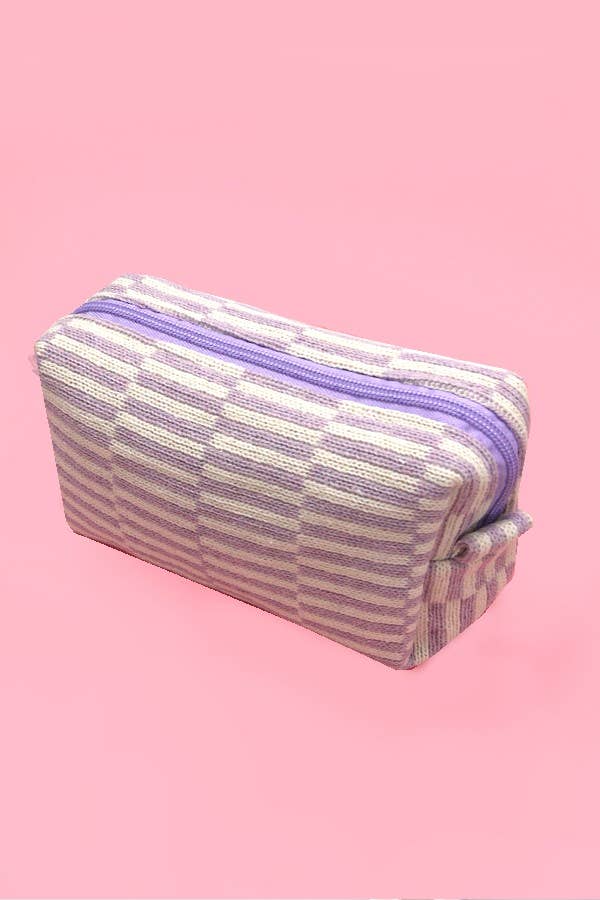 CHECKER GINGHAM MAKEUP COSMETIC POUCH BAG