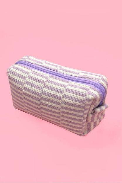 CHECKER GINGHAM MAKEUP COSMETIC POUCH BAG