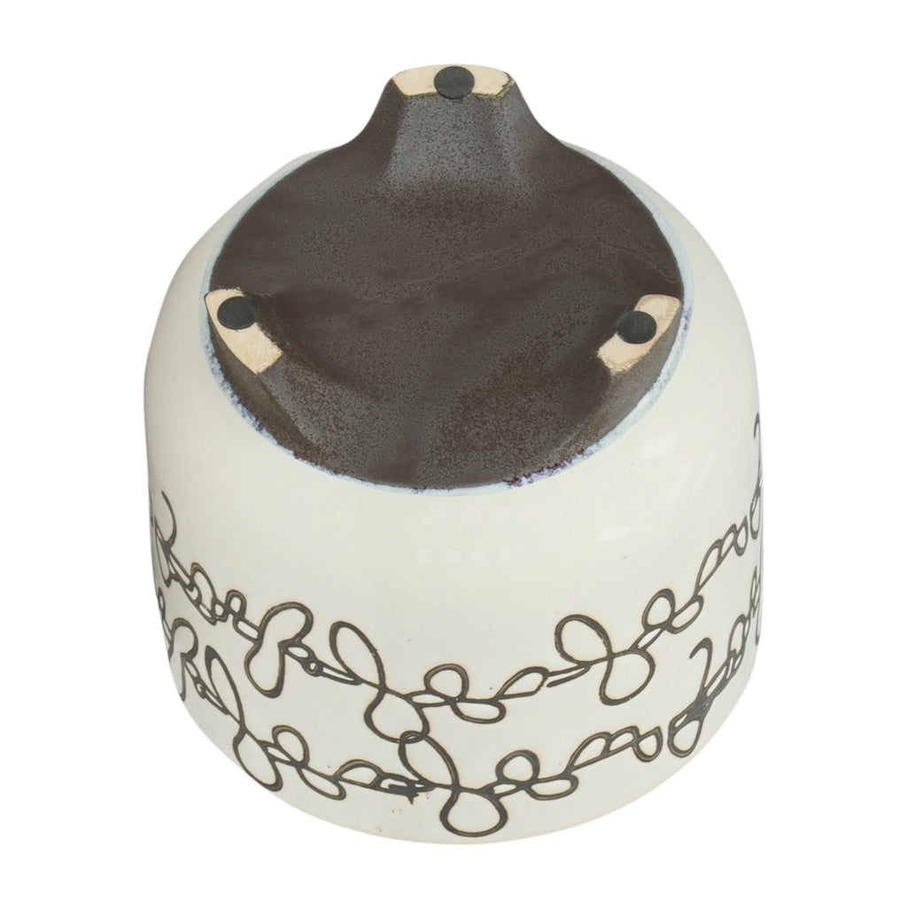 Planters Set of 2 - Beige Ceramic Scribble Footed, 6/8 in.