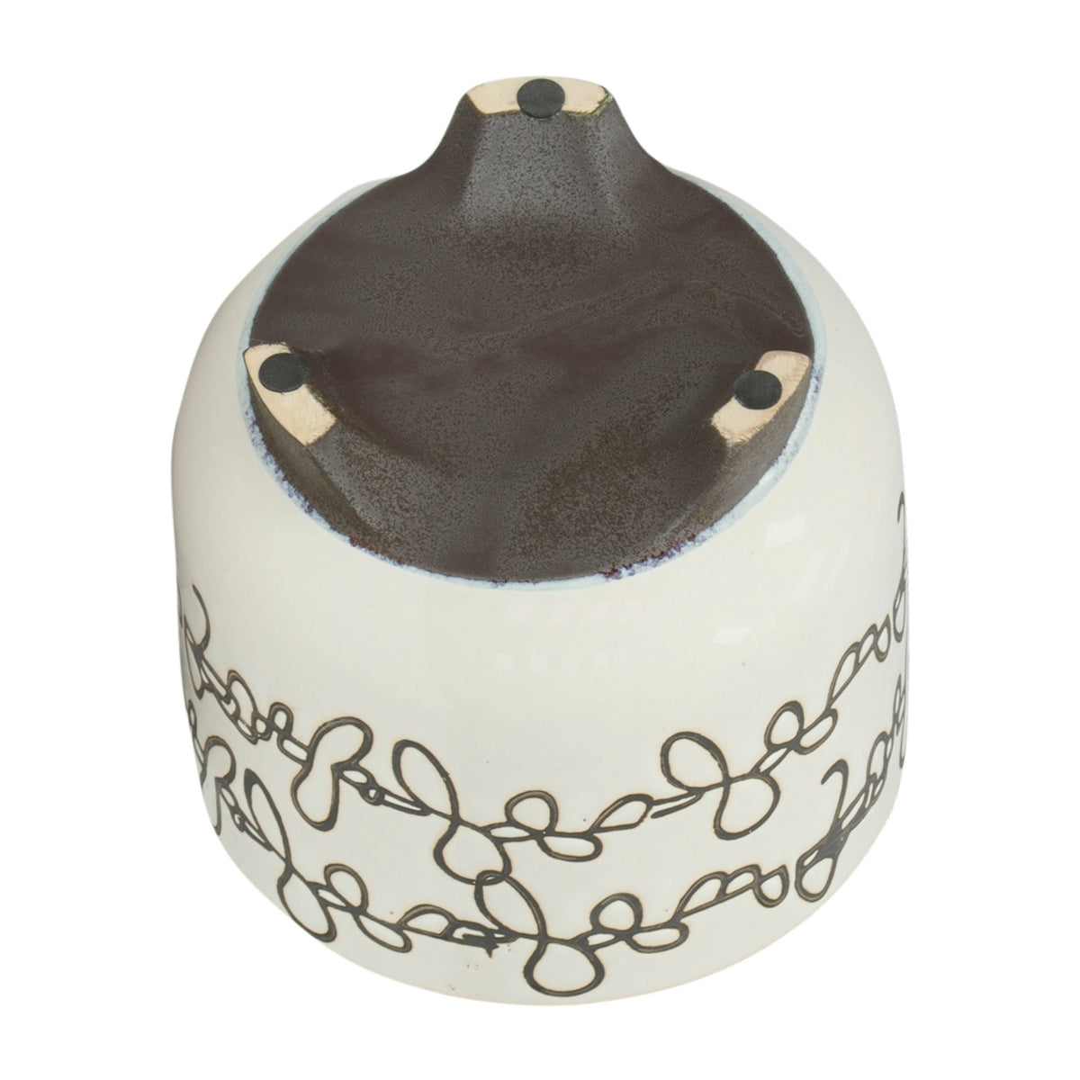 Planters Set of 2 - Beige Ceramic Scribble Footed, 6/8 in.