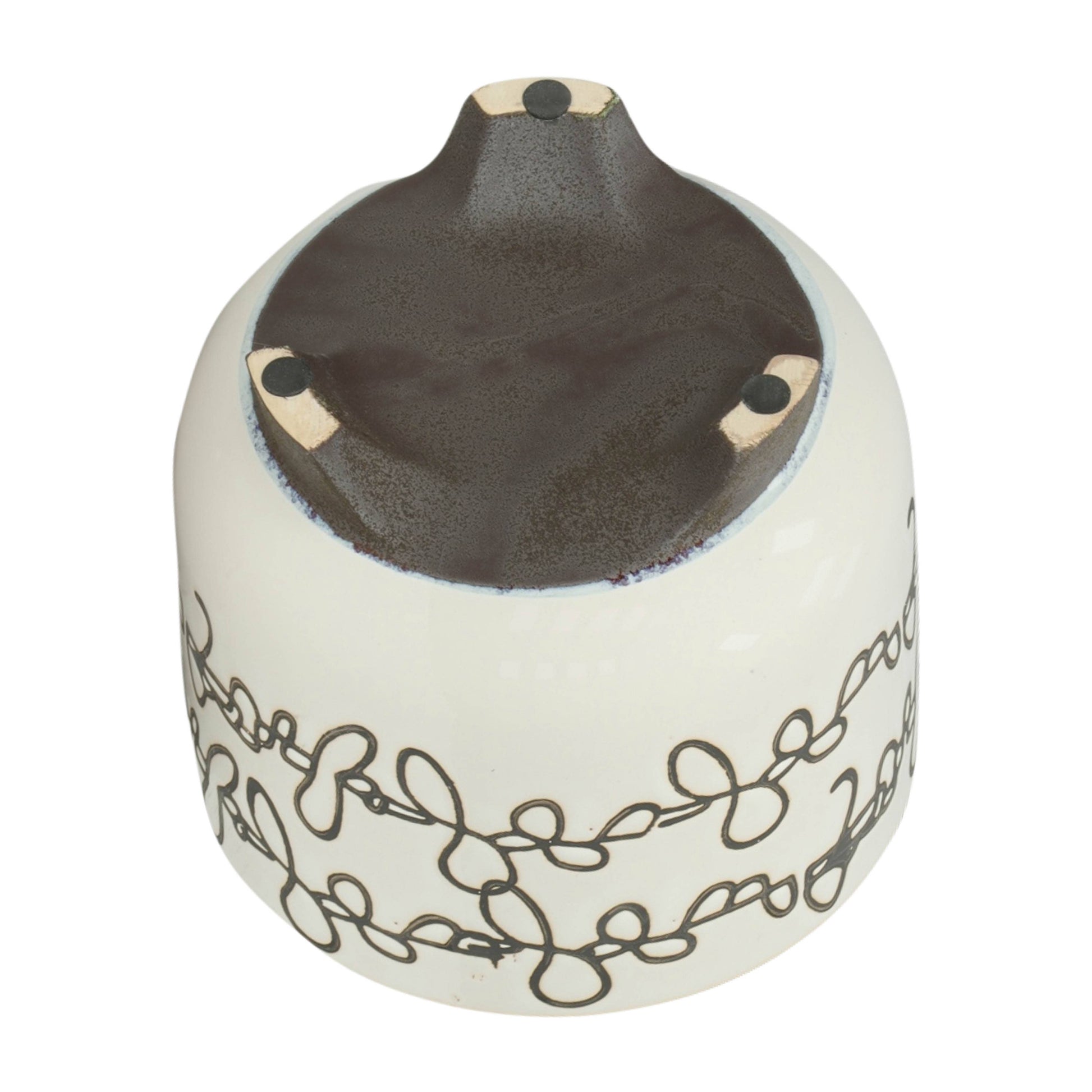 Planters Set of 2 - Beige Ceramic Scribble Footed, 6/8 in.