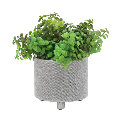 Planters Set of 2 - Silver Ceramic Footed Scratched, 6/8 in.
