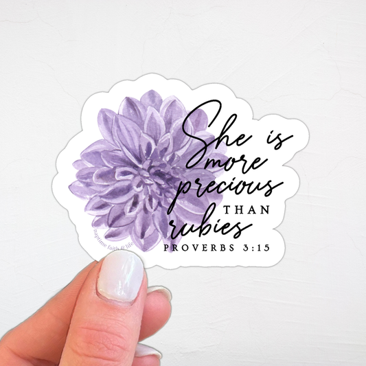 More Precious Than Rubies Bible verse sticker | Christian