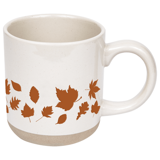 Orange Leaves 14 oz Cream Stoneware Coffee Mug