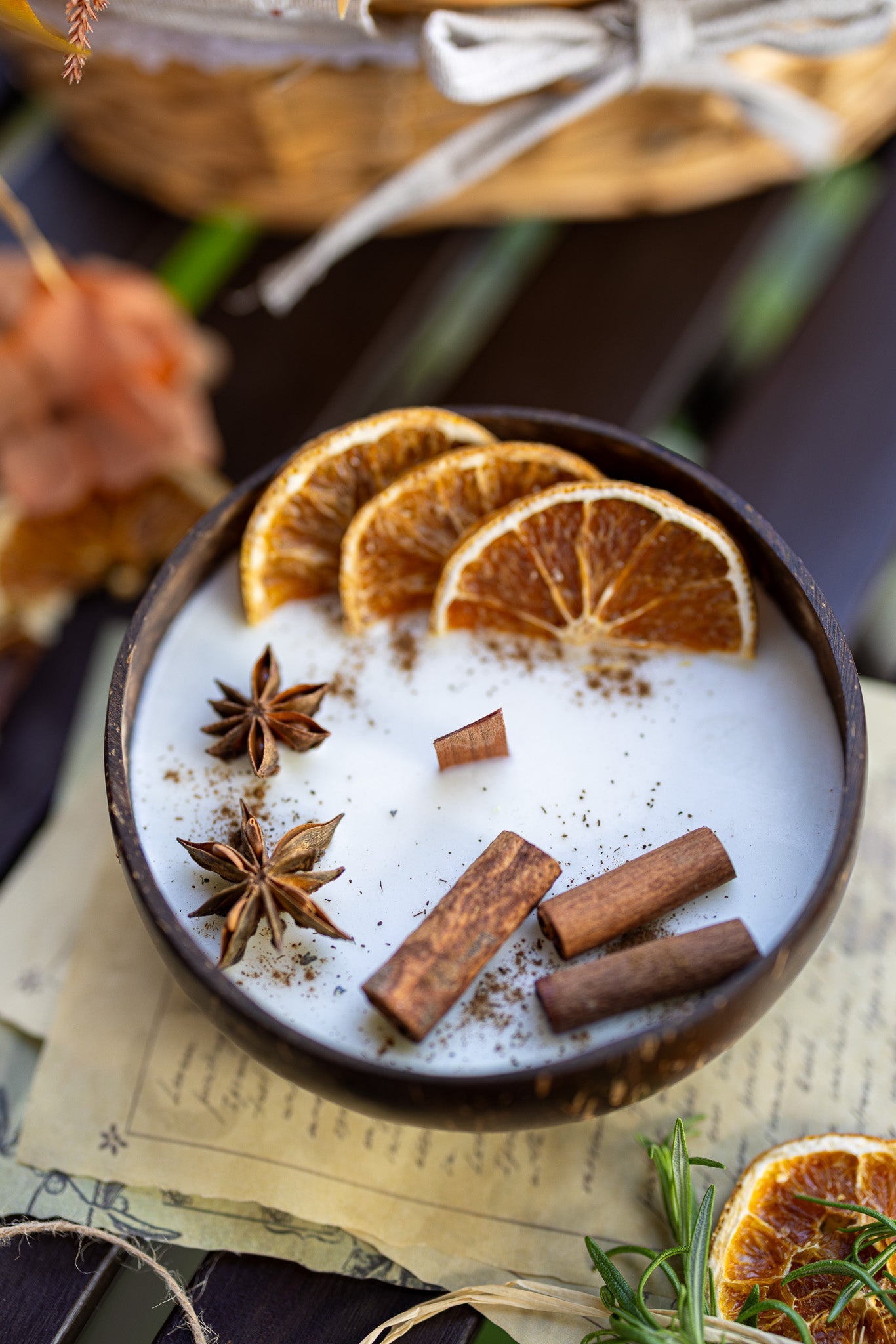 Coconut Candle Bowl – Custom Scented Fall Candle, Holiday Home Decor Gift