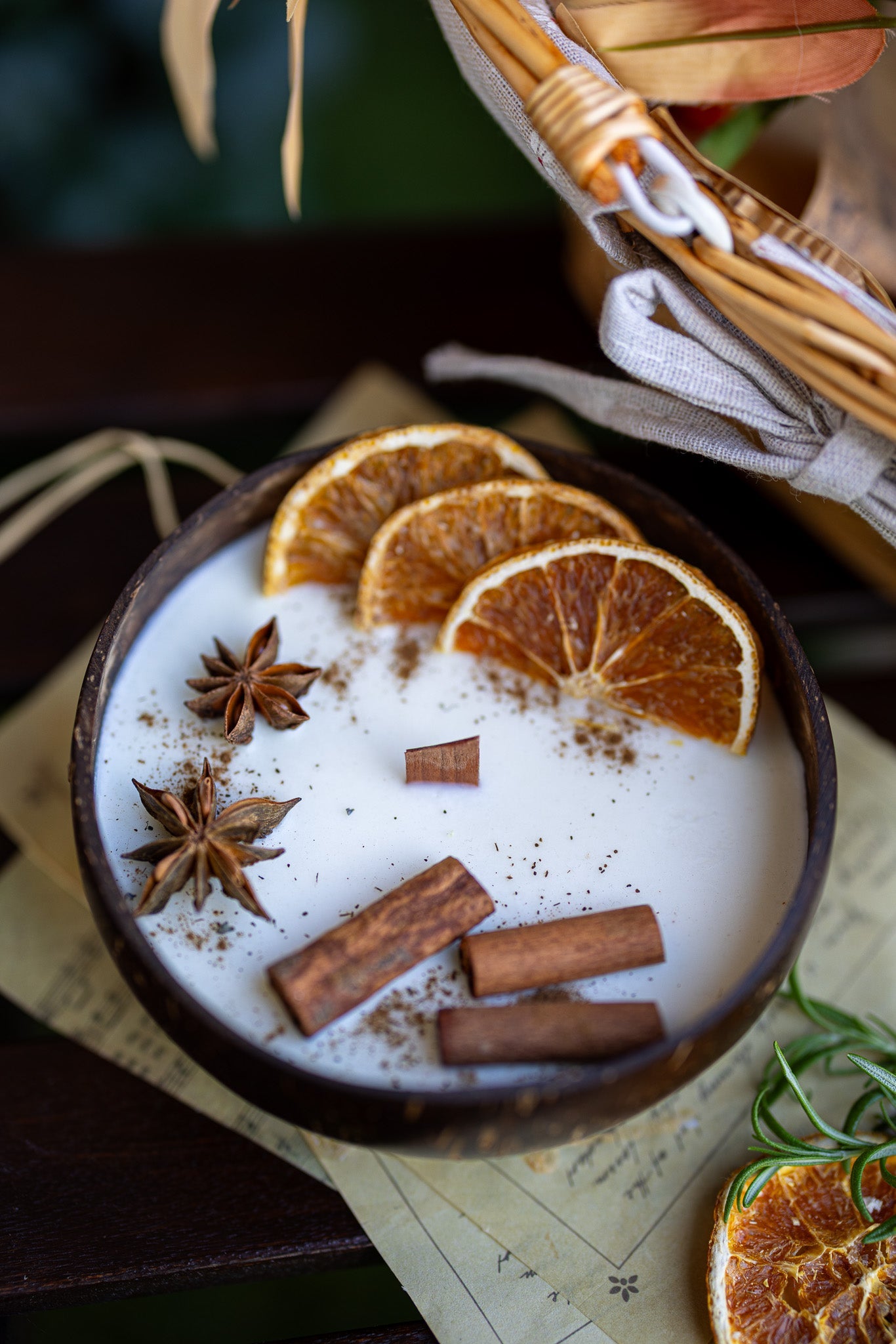 Coconut Candle Bowl – Custom Scented Fall Candle, Holiday Home Decor Gift