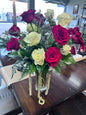 2 Dozen Roses w/ Hanging Amaranthus