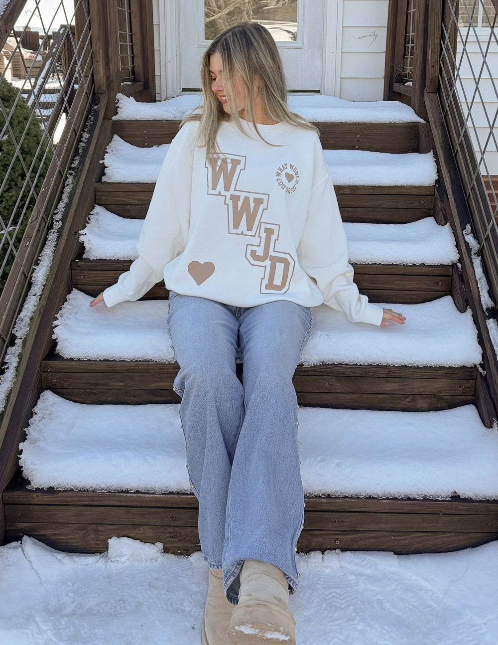WWJD Varsity Unisex Crewneck