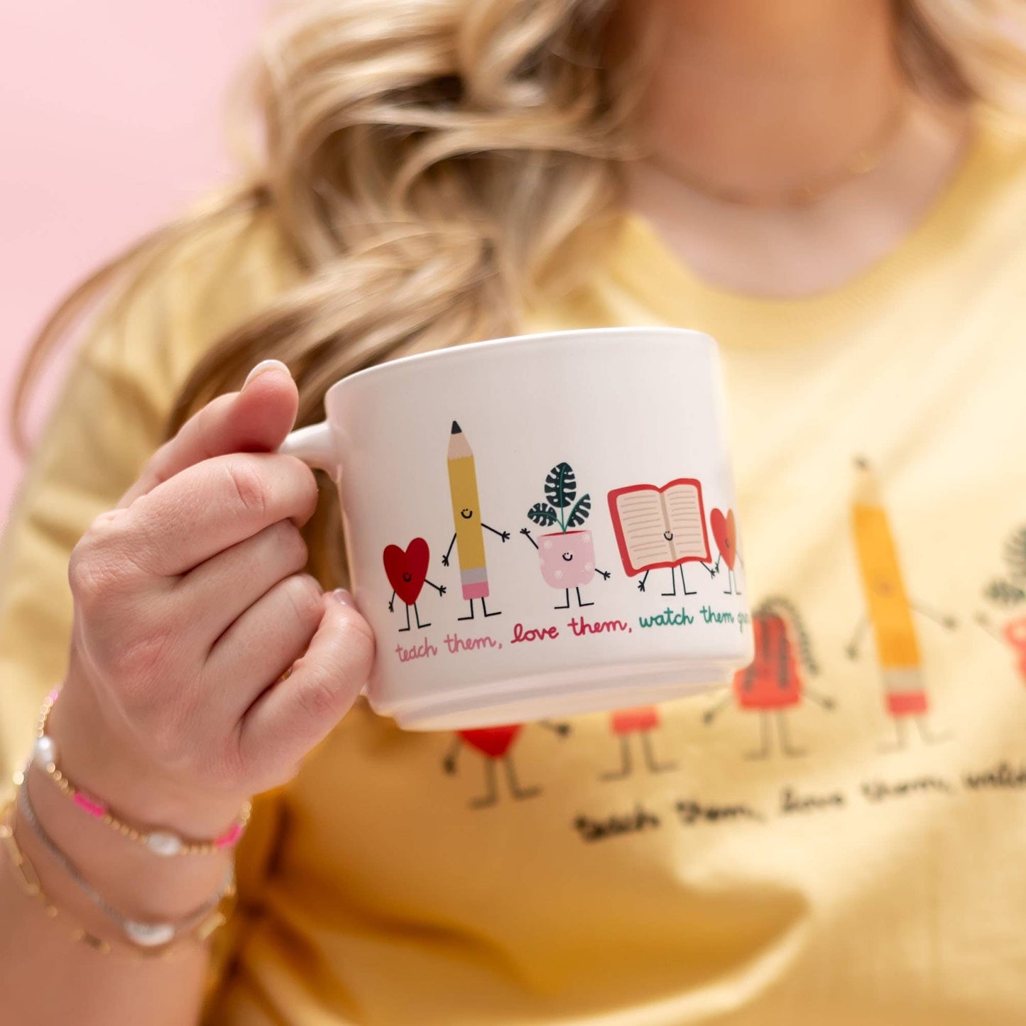 Teach Them Love Them Watch Them Grow Ceramic Mug - Cream