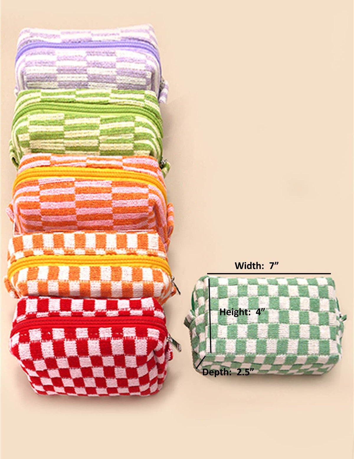 CHECKER GINGHAM MAKEUP COSMETIC POUCH BAG