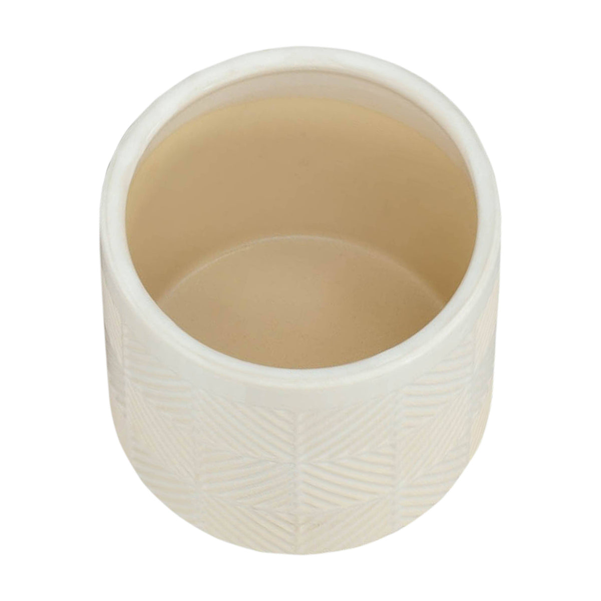 Planters Set of 2 - White Ceramic Textured Footed, 6/8 in.