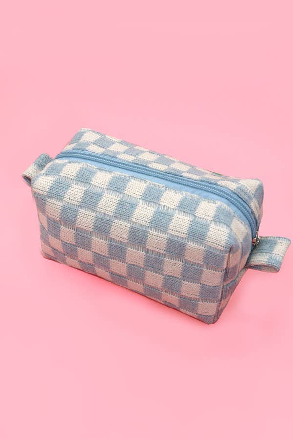 CHECKER GINGHAM MAKEUP COSMETIC POUCH BAG