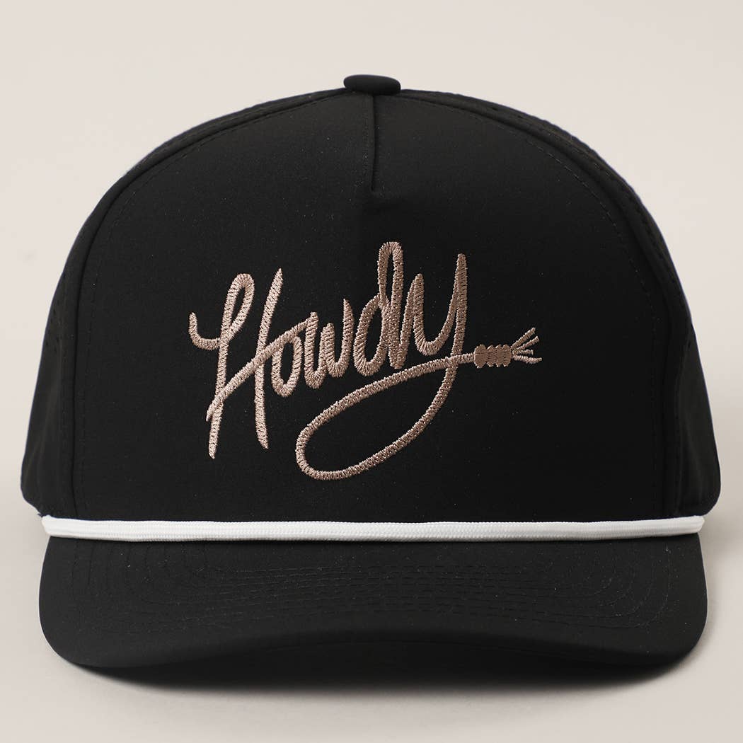 Howdy Embroidered Premium Materials Rope Strap Trucker Hat