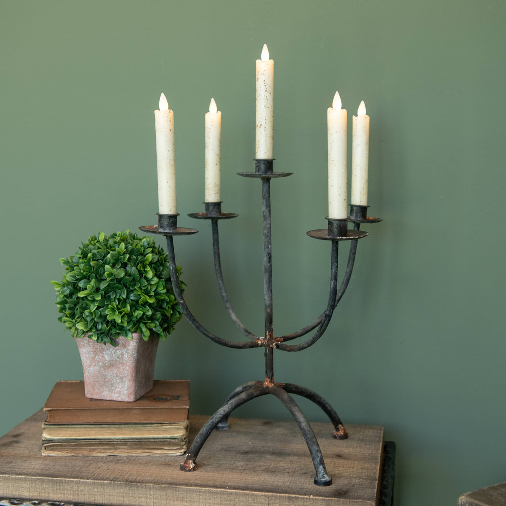 15.5" BLACK CANDELABRA TAPER CANDLE HOLDER