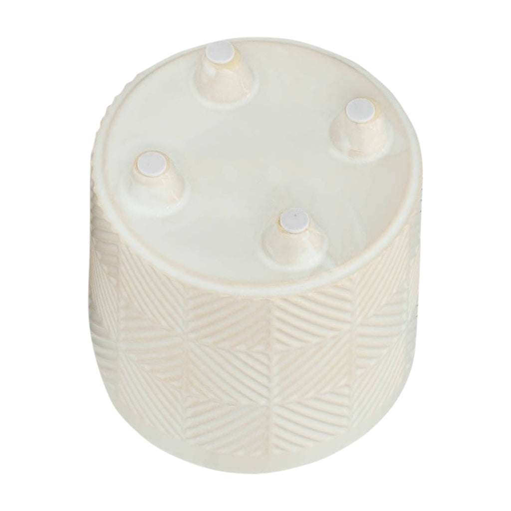 Planters Set of 2 - White Ceramic Textured Footed, 6/8 in.