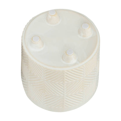Planters Set of 2 - White Ceramic Textured Footed, 6/8 in.