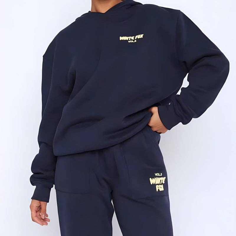 Fashionable Sports Hooded Sweatshirt Two-Piece Set