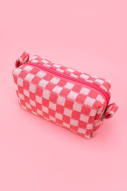 CHECKER GINGHAM MAKEUP COSMETIC POUCH BAG
