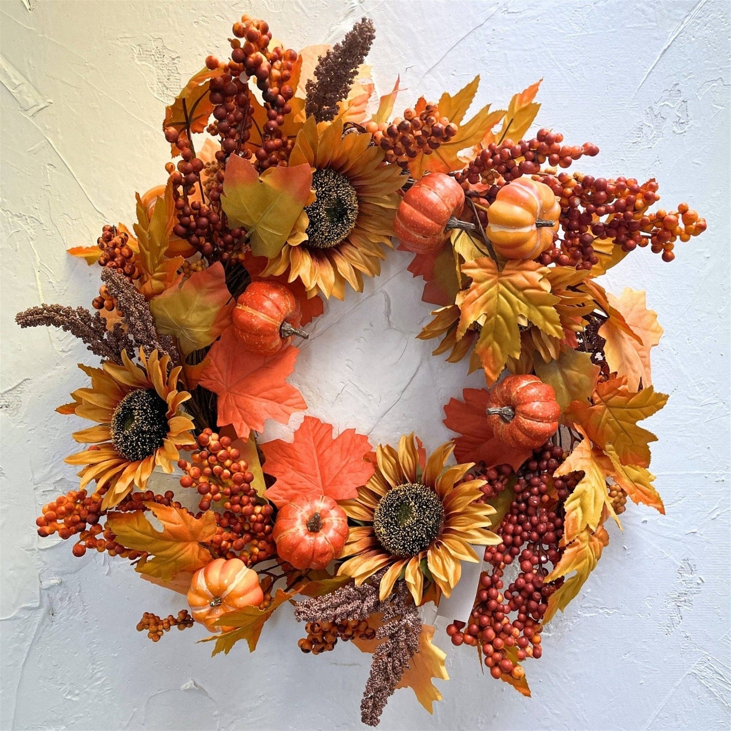 Fall Harvest Pumpkin/Sunflower Wreath 24"