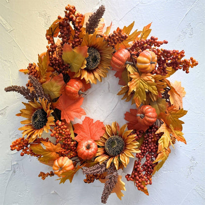 Fall Harvest Pumpkin/Sunflower Wreath 24"