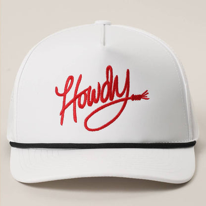 Howdy Embroidered Premium Materials Rope Strap Trucker Hat