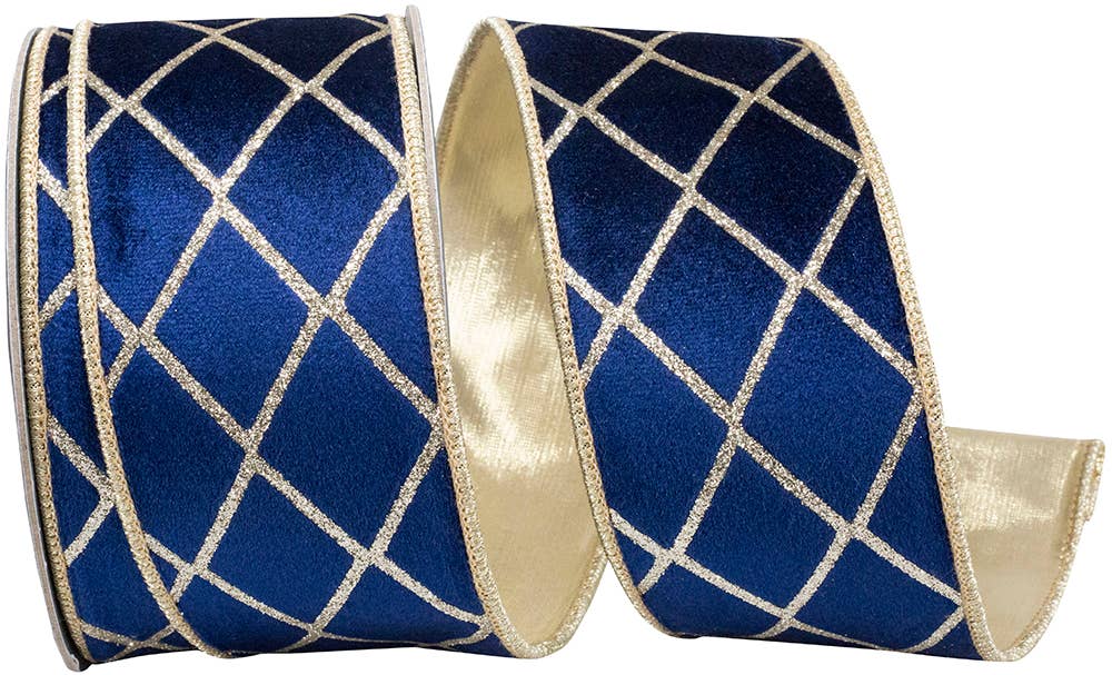 Diamond Glitter Stripes Plush Velvet Dlx Wred Edge Navy/gold