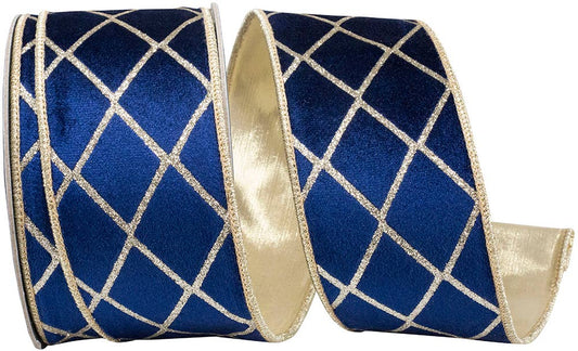 Diamond Glitter Stripes Plush Velvet Dlx Wred Edge Navy/gold