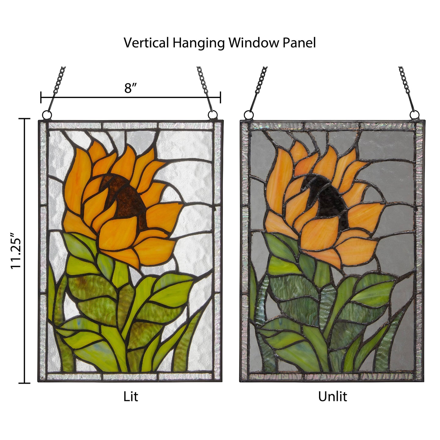 11.25”H Multicolored Sunflower Stained Glass Window Panel