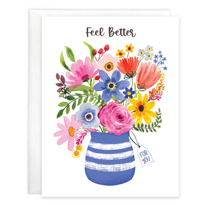 With Scripture Get Well Greeting Card - Beautiful Flwr Vase