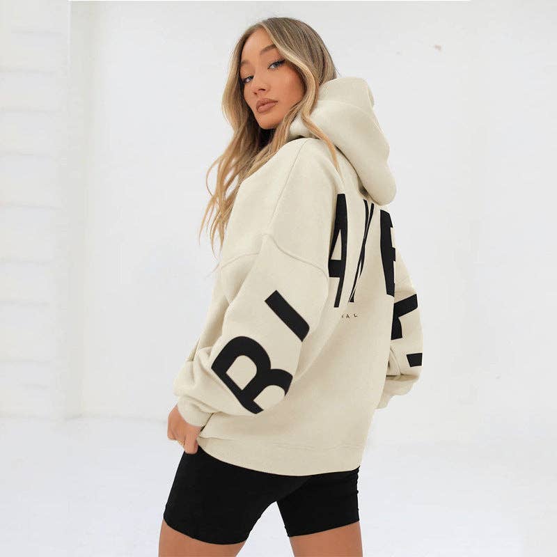 Fashionable Floral Printed Hooded Sweatshirt for Women
