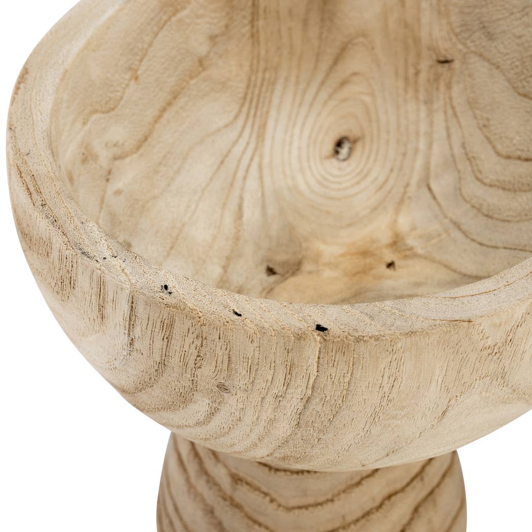 Bowl - Brown Paulownia Wood with Pedestal Base, 8 in.