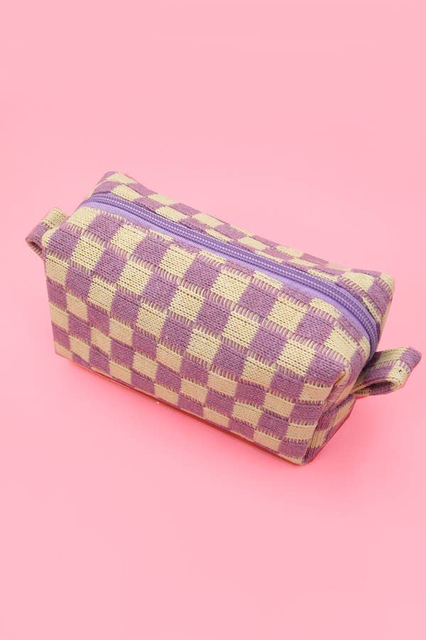 CHECKER GINGHAM MAKEUP COSMETIC POUCH BAG