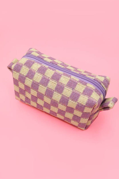CHECKER GINGHAM MAKEUP COSMETIC POUCH BAG