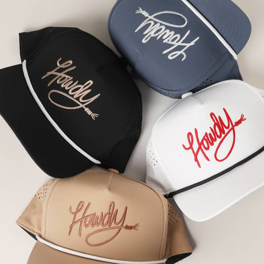 Howdy Embroidered Premium Materials Rope Strap Trucker Hat