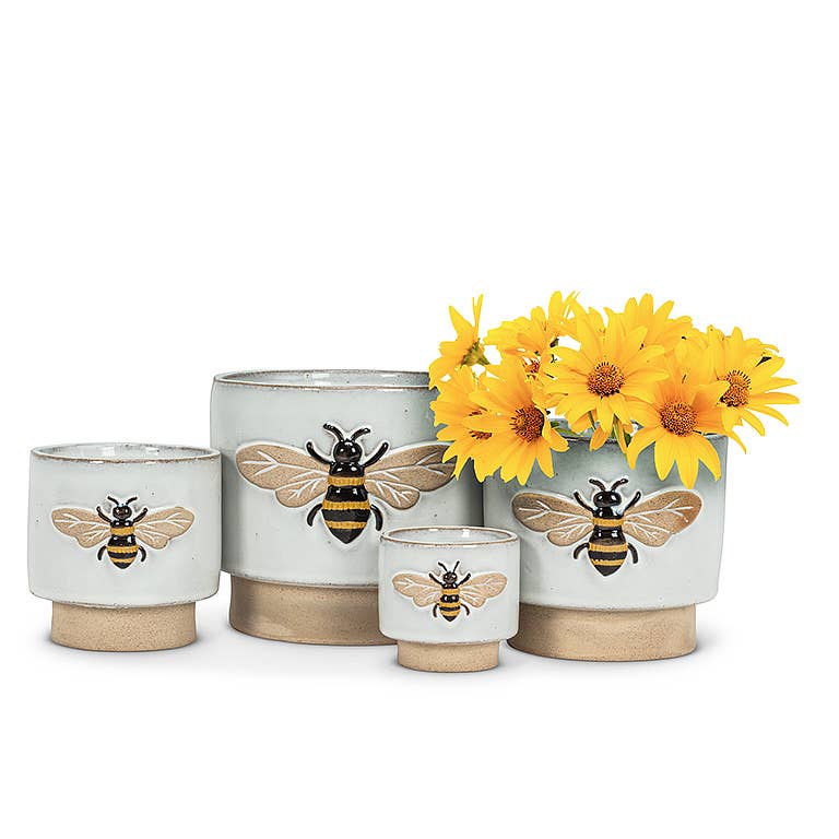 Md Single Emboss Bee Planter-4" H