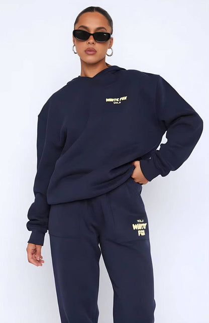 Fashionable Sports Hooded Sweatshirt Two-Piece Set