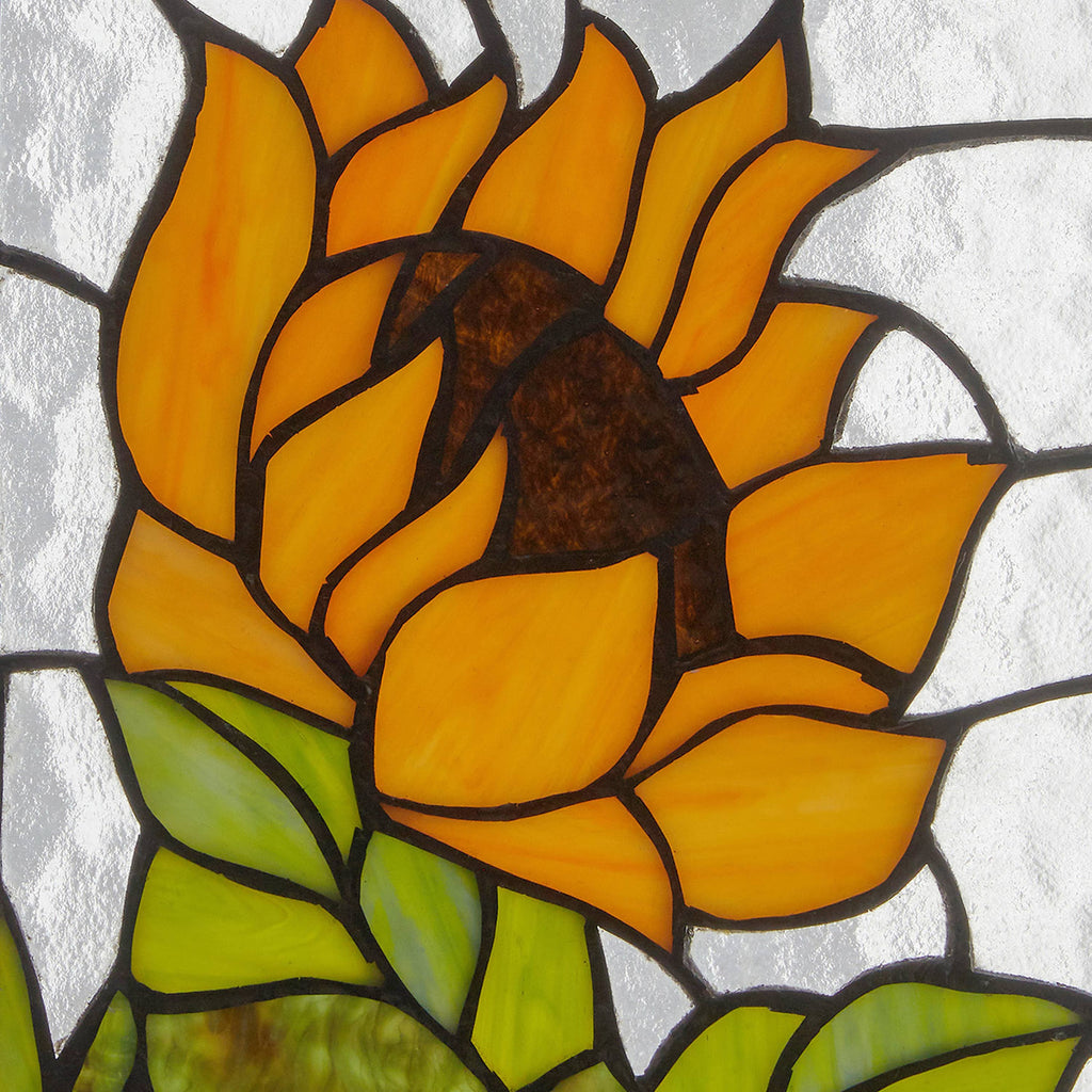 11.25”H Multicolored Sunflower Stained Glass Window Panel